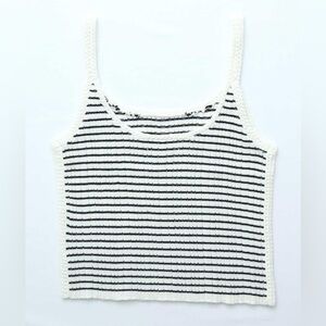 AE Crochet Trim Sweater Tank Top Size XS 
Black and White Stripes